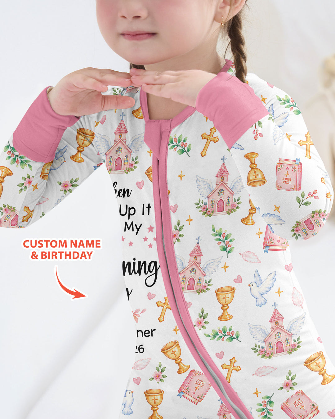 Personalized When I Wake Up It Will Be My Christening Day Bamboo Convertible Zippy