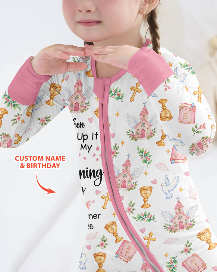 Personalized When I Wake Up It Will Be My Christening Day Bamboo Convertible Zippy