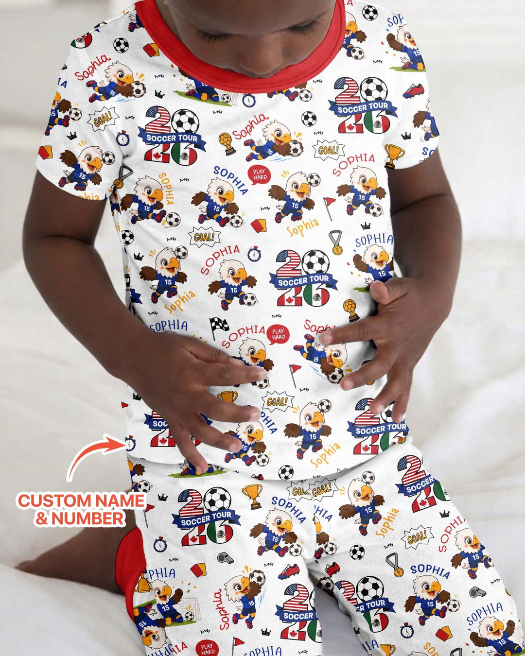 USA We Are Champions Soccer Tour 2026 Bamboo Two Piece Short Sleeve Pajama Set