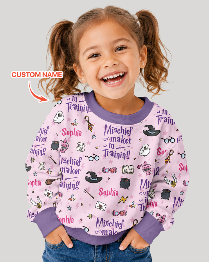 Custom Name Mischief Maker In Training Bamboo Crewneck Sweatshirt