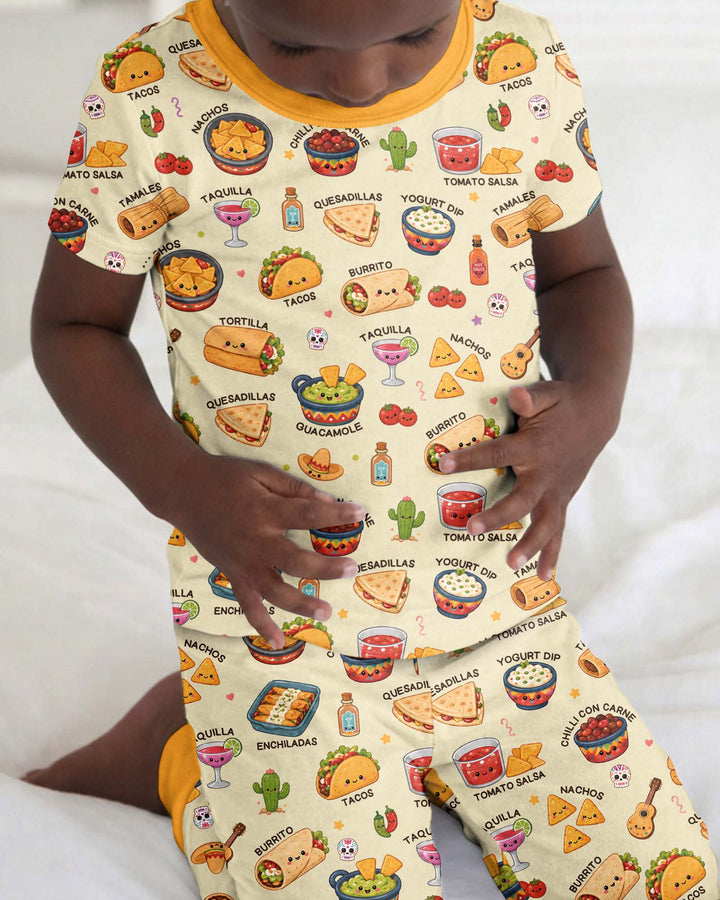 Kawaii Mexican Food Bamboo Two Piece Short Sleeve Pajama Set