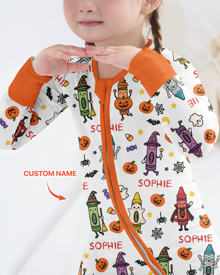 Custom Name Halloween Crayon Bamboo Convertible Zippy