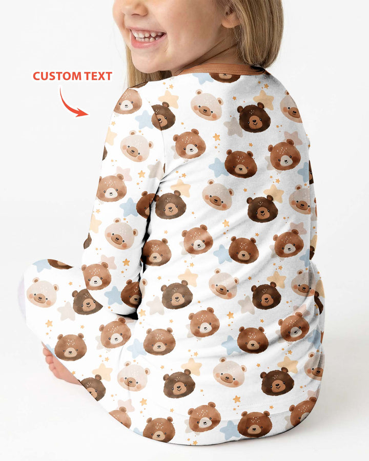 Personalized My Grandma Loves Me Beary Much Bamboo Two Piece Long Sleeve Pajama Set