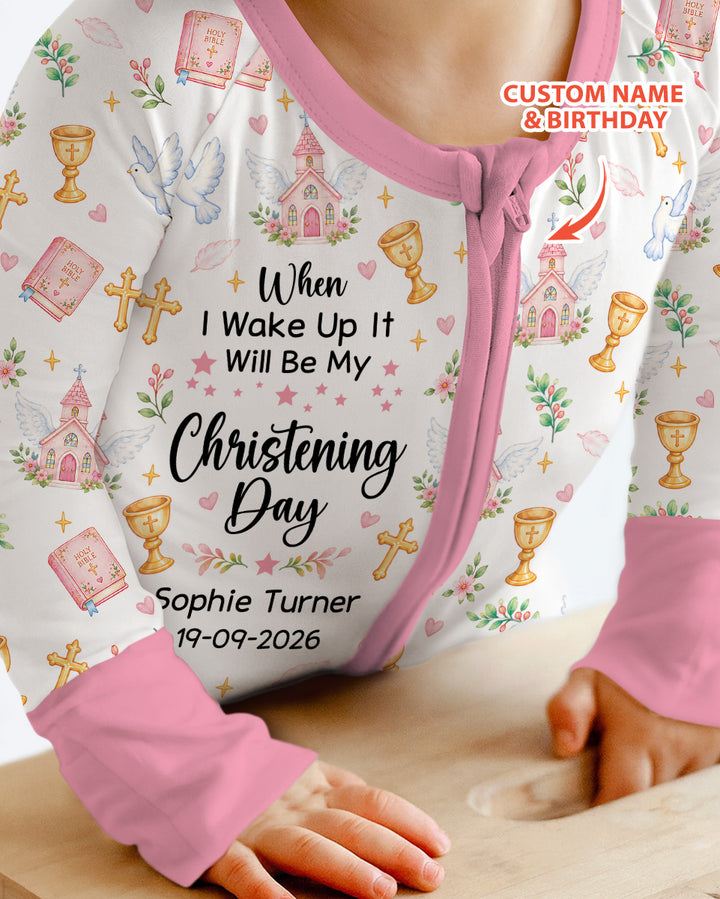 Personalized When I Wake Up It Will Be My Christening Day Bamboo Convertible Zippy
