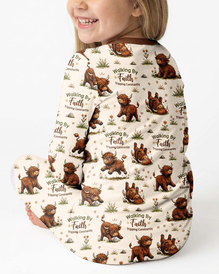 Walking By Faith Tripping Constantly Bamboo Two Piece Long Sleeve Pajama Set