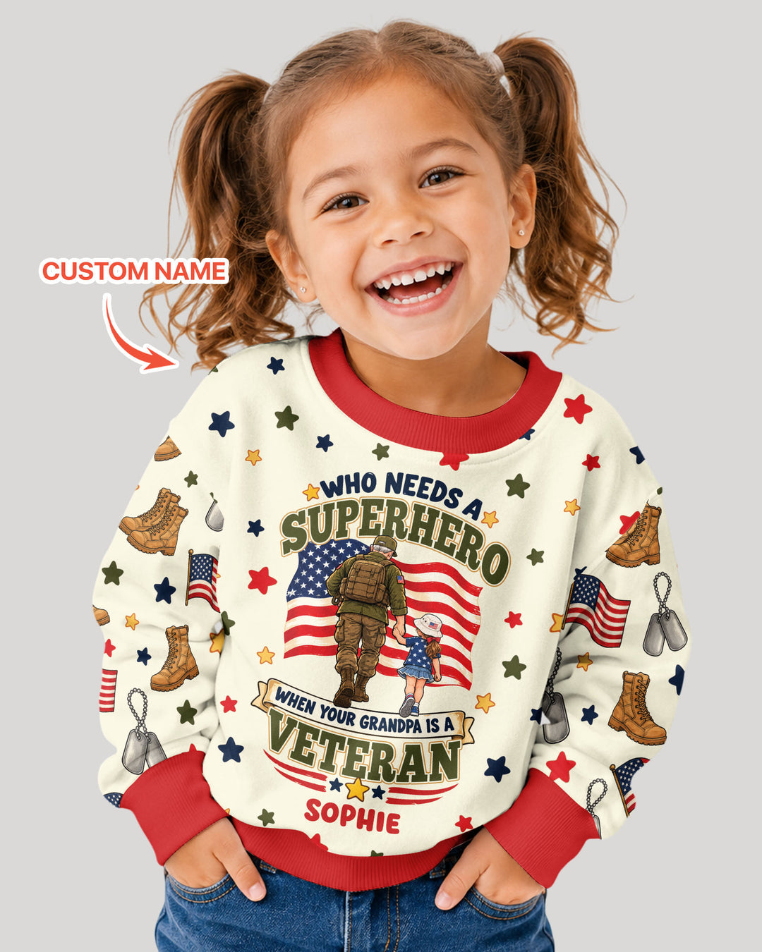 Who Needs Superhero When Your Grandpa Is A Veteran Bamboo Crewneck Sweatshirt