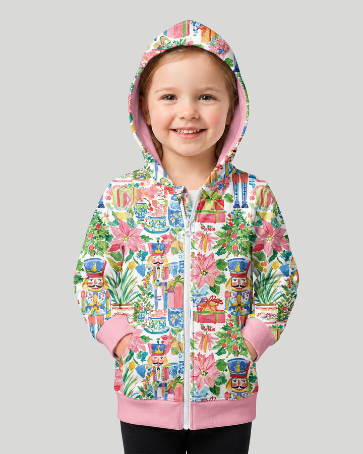 Watercolor Nutcracker Holiday Bamboo Zip Hoodie