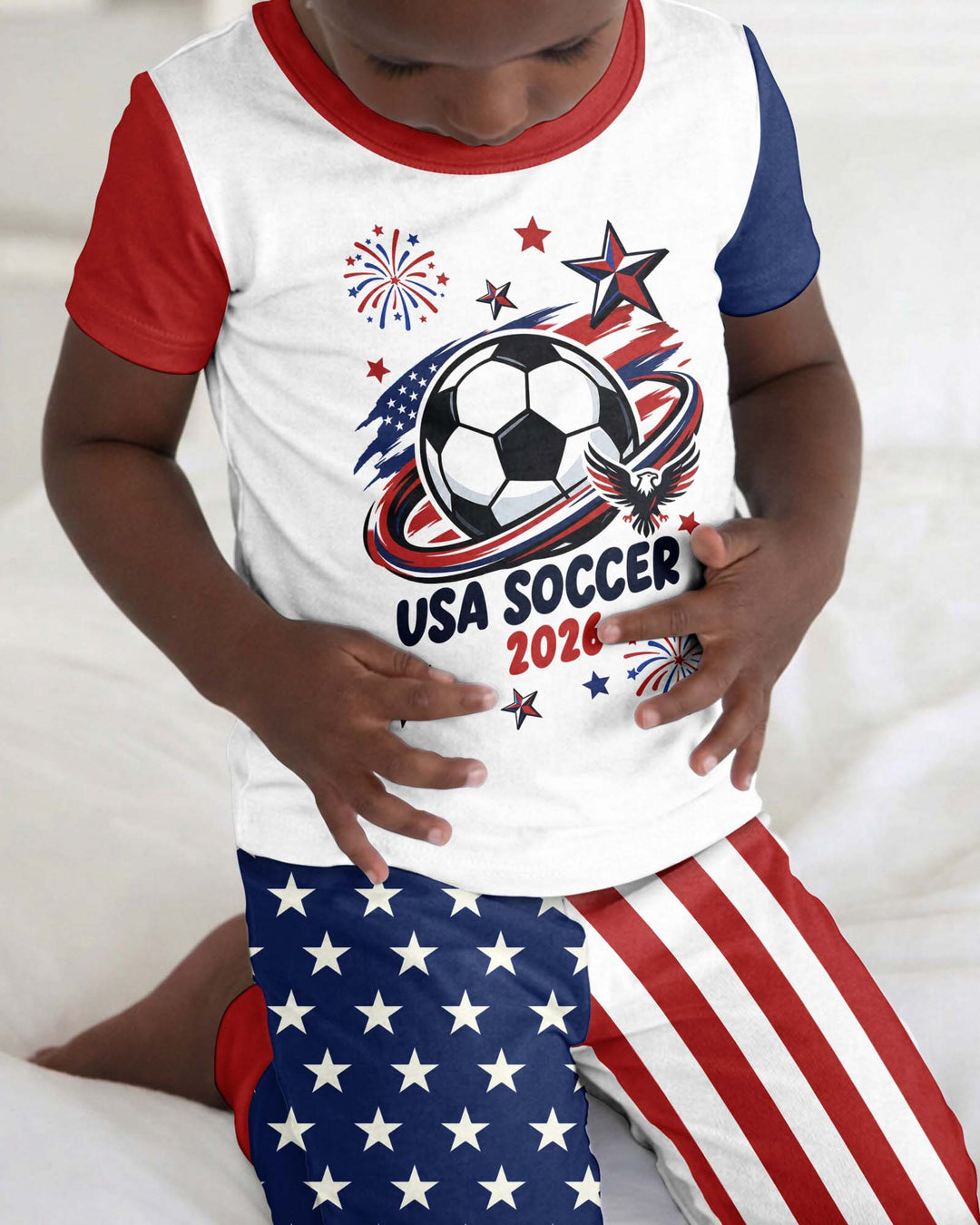 USA Soccer 2026 Family Matching Bamboo Two Piece Short Sleeve Pajama Set