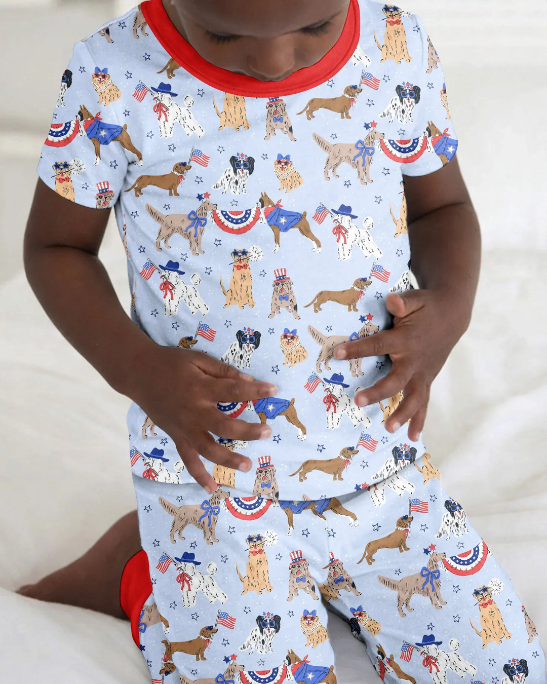 Patriotic Pups Family Matching Bamboo Two Piece Short Sleeve Pajama Set