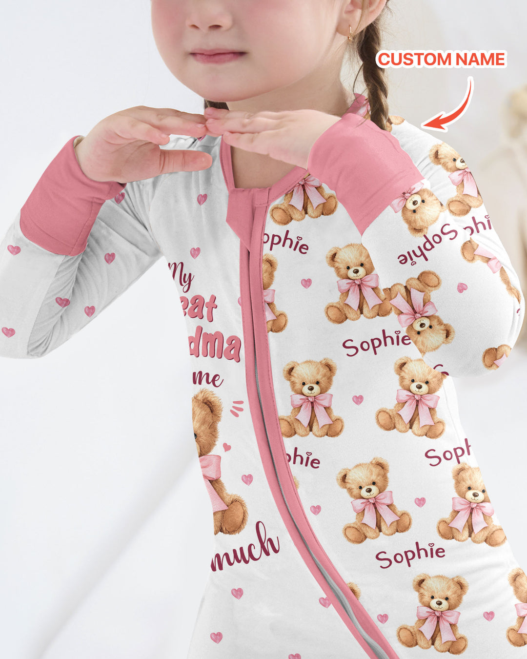 Grandma/... Loves Me Beary Much Personalized Bamboo Convertible Zippy