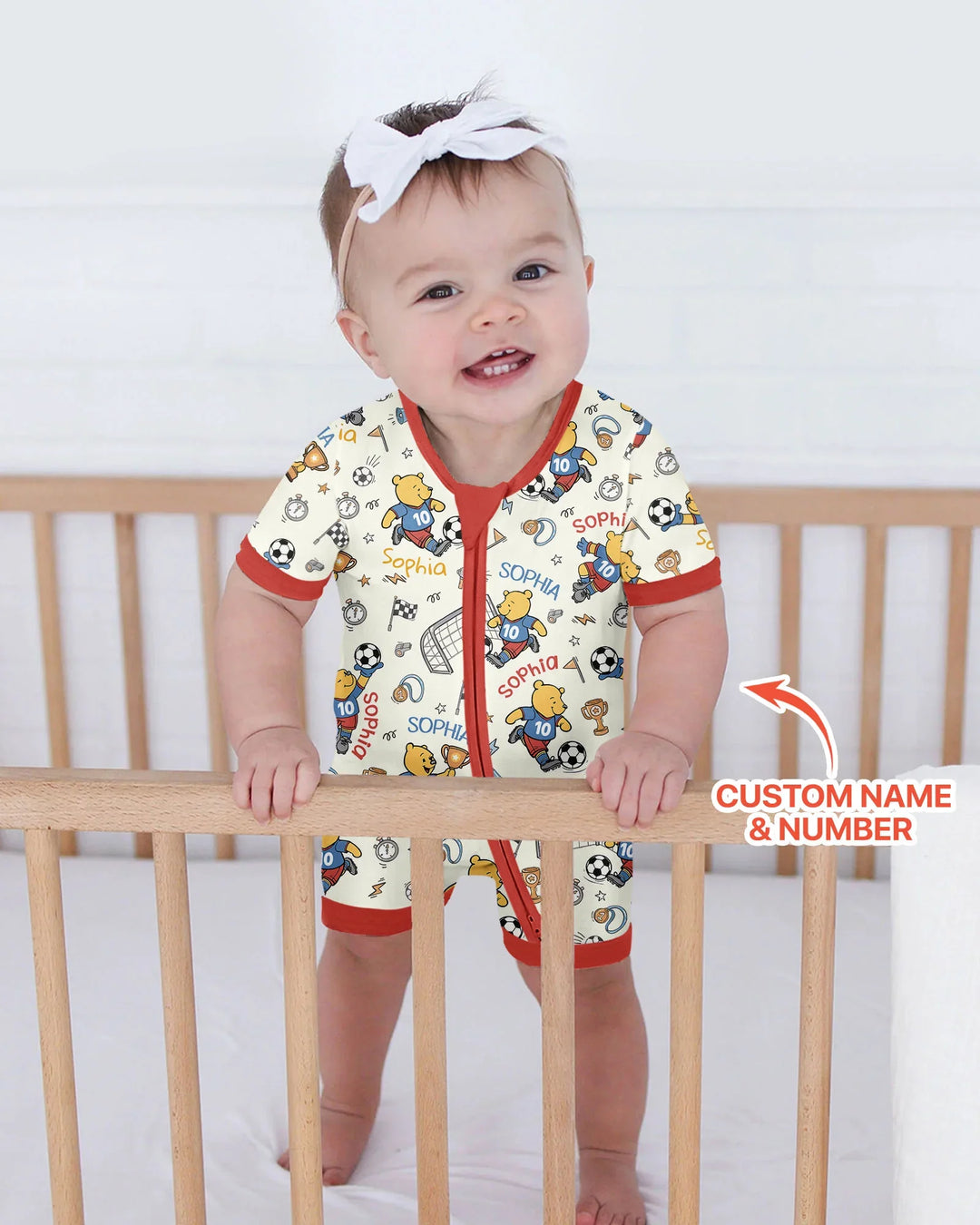Personalized Classic Bear World Soccer Bamboo Shorty Zippy