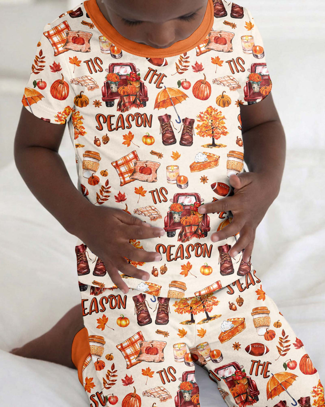Fall Tis the Season Bamboo Two Piece Short Sleeve Pajama Set