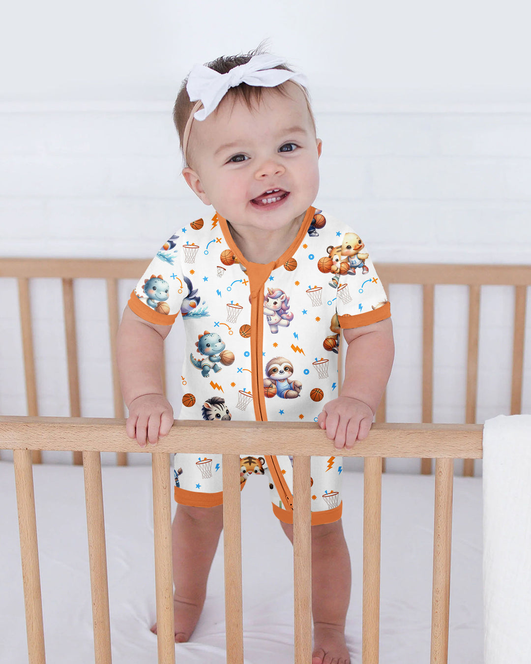 Cartoon Basketball Animals Bamboo Shorty Zippy
