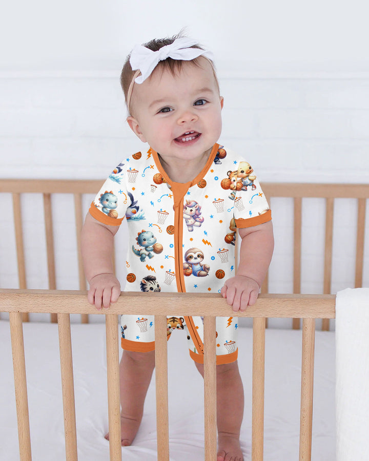 Cartoon Basketball Animals Bamboo Shorty Zippy