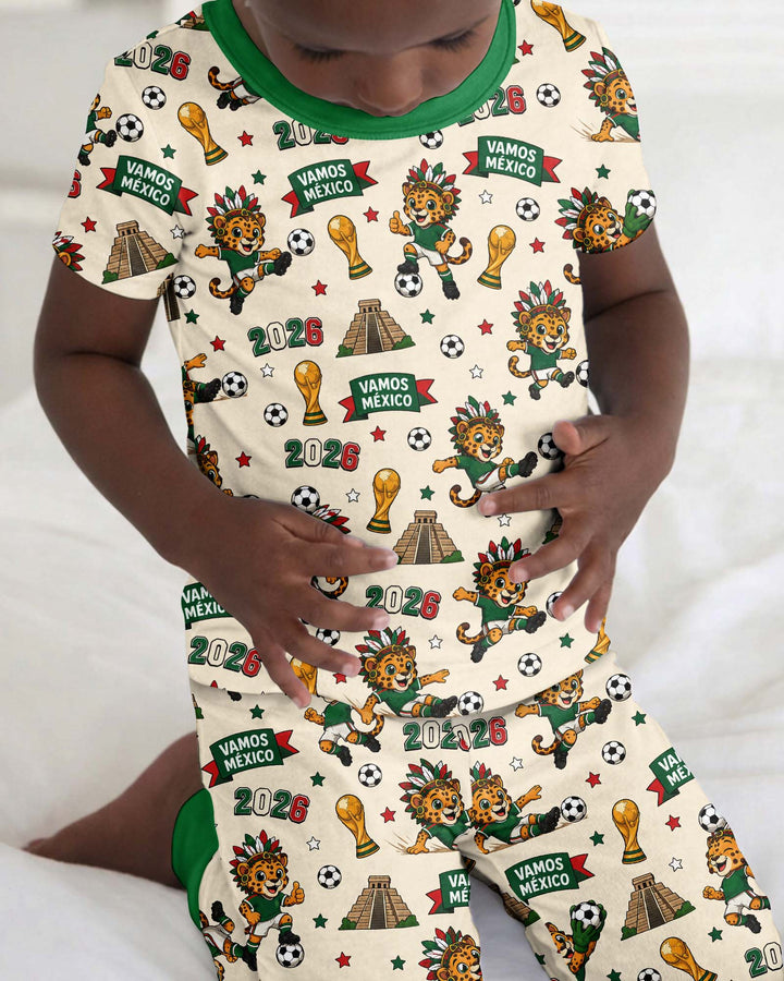 Jaguar 2026 Vamos Mexico Family Matching Bamboo Two Piece Short Sleeve Pajama Set
