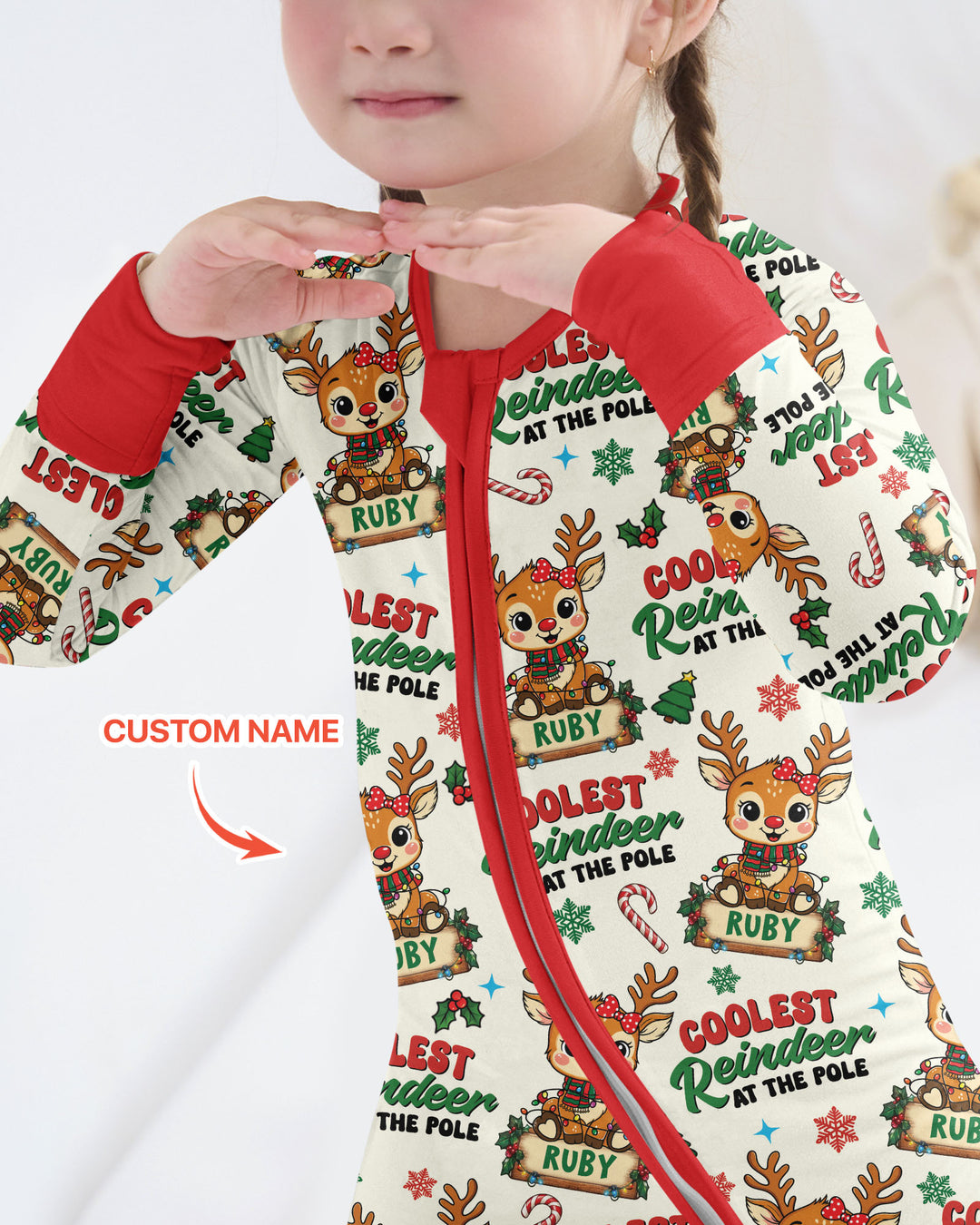Custom Name Coolest Reindeer At The Pole Bamboo Convertible Zippy