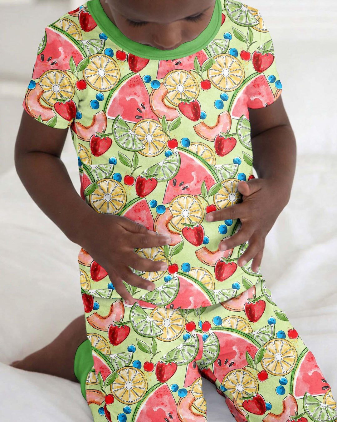 Sweet Summer Fruits Family Matching Bamboo Two Piece Short Sleeve Pajama Set
