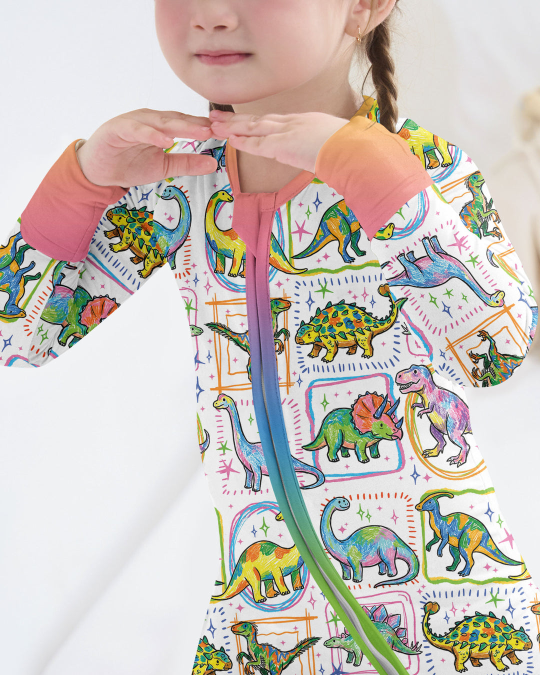 Dinosaur Colorful Stamps Bamboo Convertible Zippy