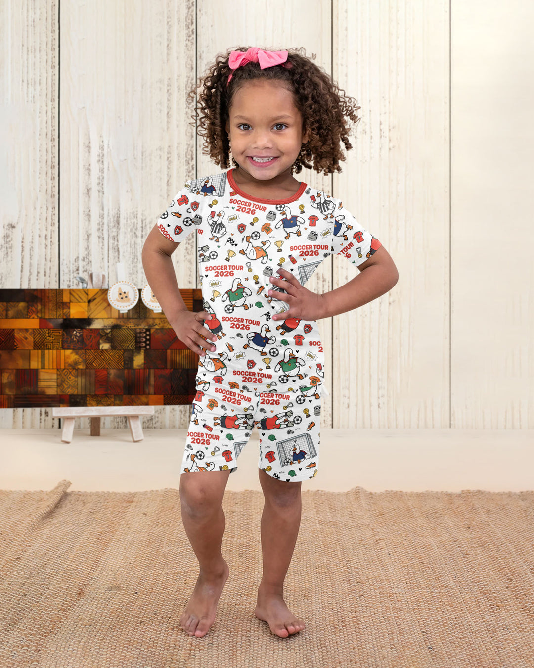 Funny Goose Soccer Tour 2026 Bamboo Two Piece Short Sleeve Shorts Pajama Set