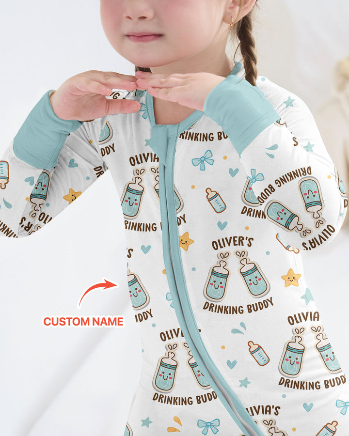 Custom Name Twin Drinking Buddies Bamboo Convertible Zippy