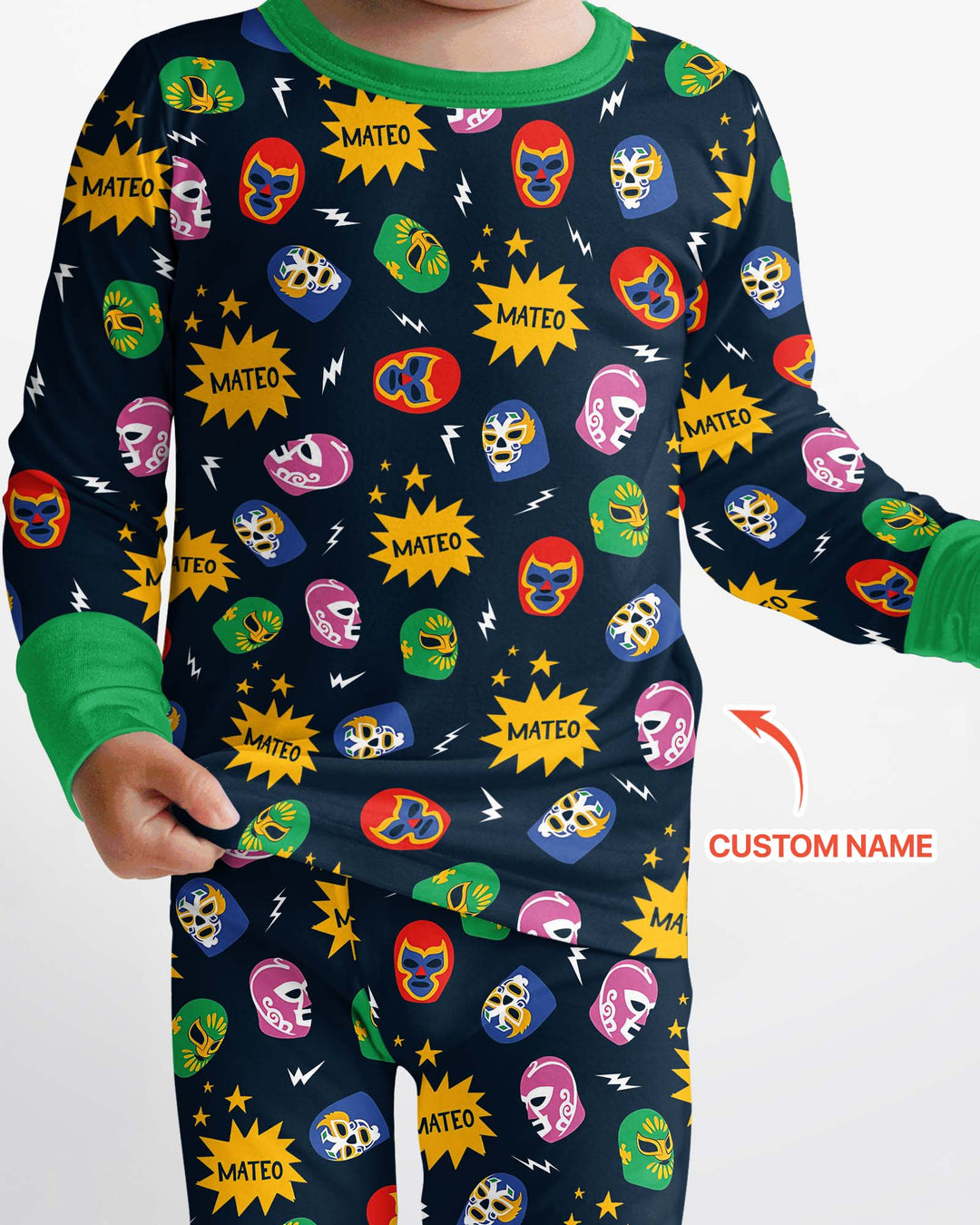 Lucha Libre Custom Name Bamboo Two Piece Long Sleeve Pajama Set