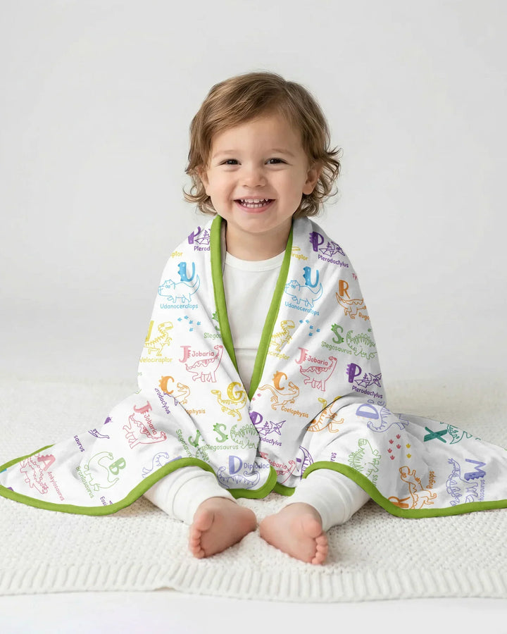 Dino Alphabet ABC Bamboo Blanket