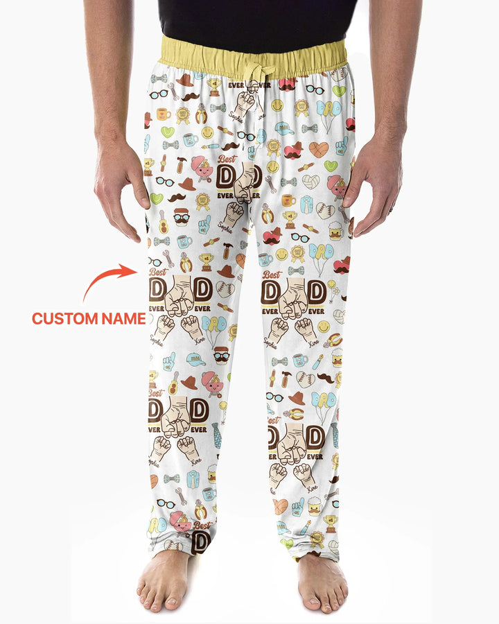 Custom Kids Name Best Dad Ever Bamboo Men's Pajama Set