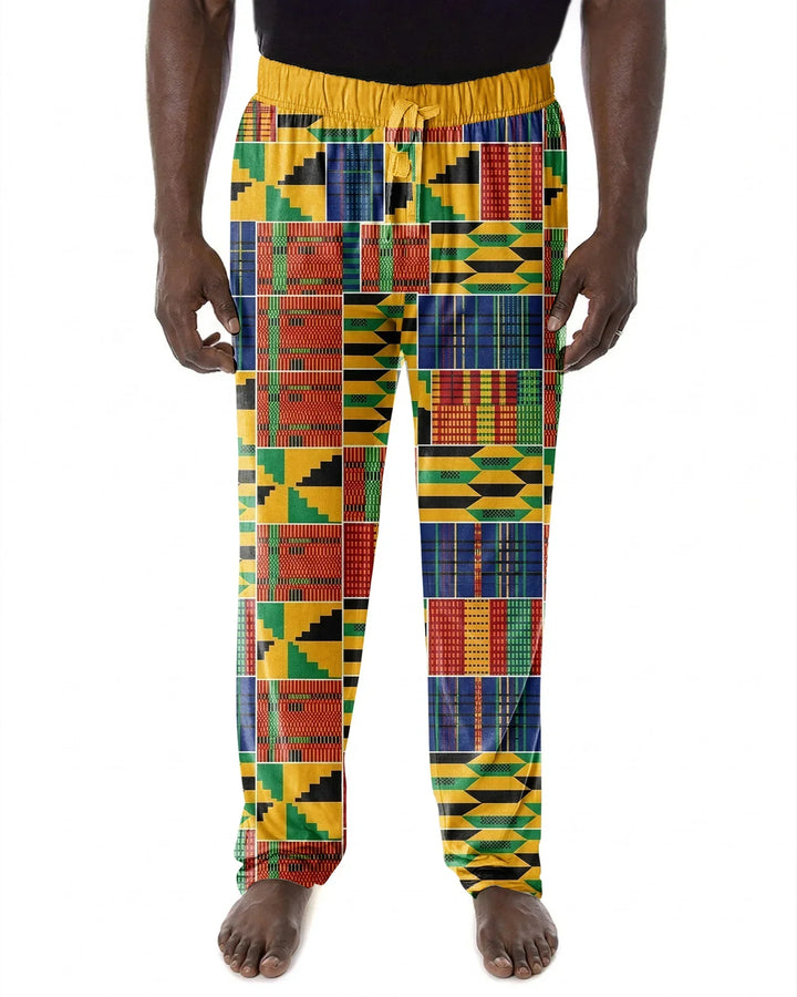 Black Dad Graffiti Kente Bamboo Men's Pajama Set