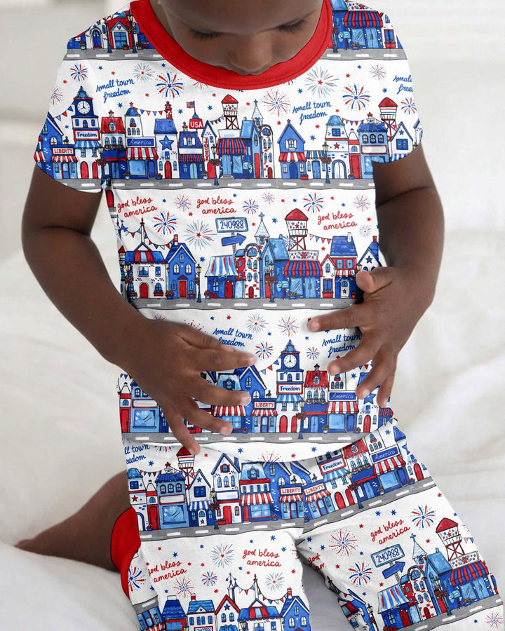 Small Town Freedom USA Bamboo Two Piece Short Sleeve Pajama Set
