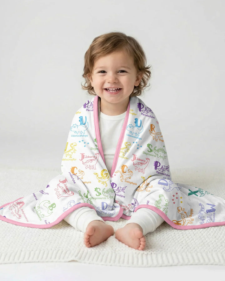 Dino Alphabet ABC Bamboo Blanket