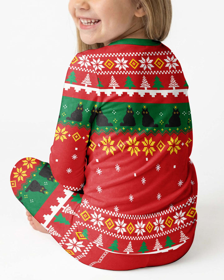 Meowy Christmas Bamboo Two Piece Long Sleeve Pajama Set
