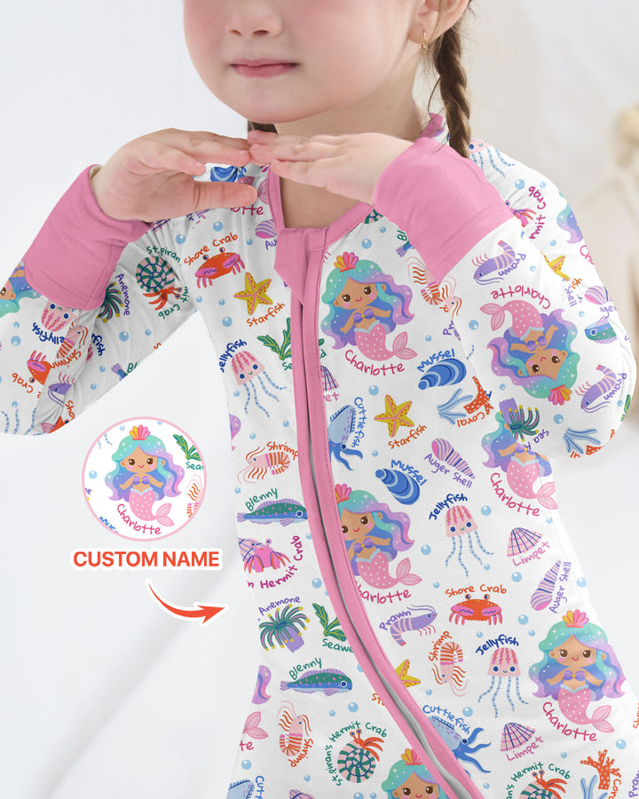 Personalized Cute Mermaid Bamboo Convertible Zippy