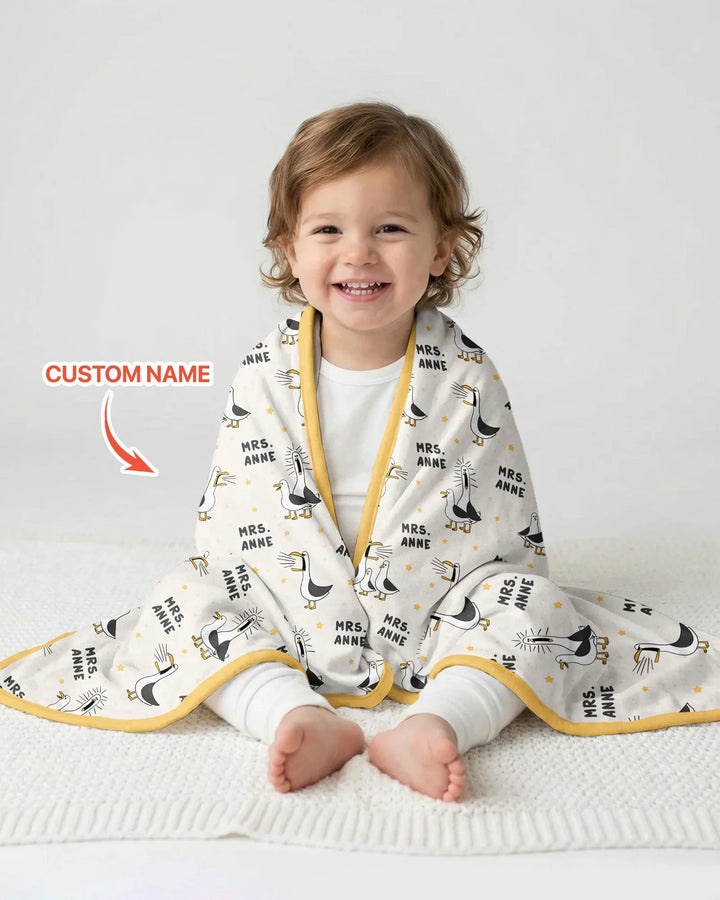Custom Funny Seagulls Teacher Bamboo Blanket