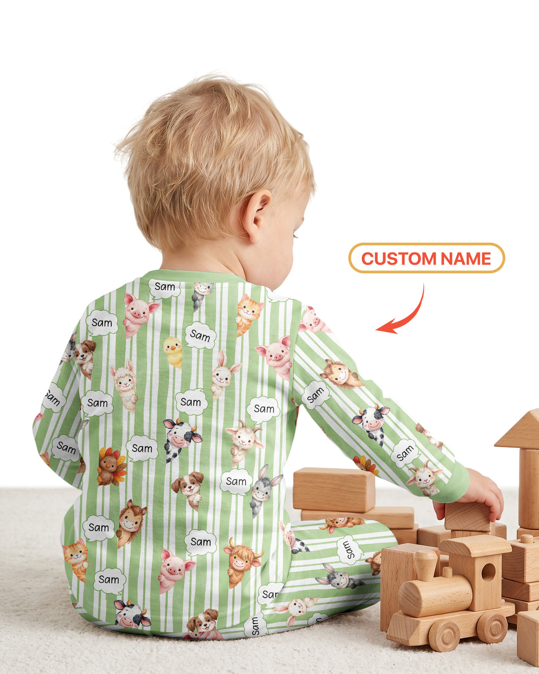 New Kid in Town Custom Name Bamboo Two Piece Long Sleeve Pajama Set