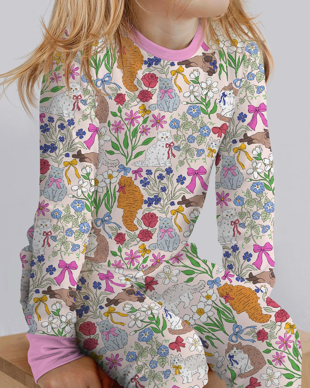 The Garden Cattery Mommy & Me Matching Bamboo Two Piece Long Sleeve Pajama Set