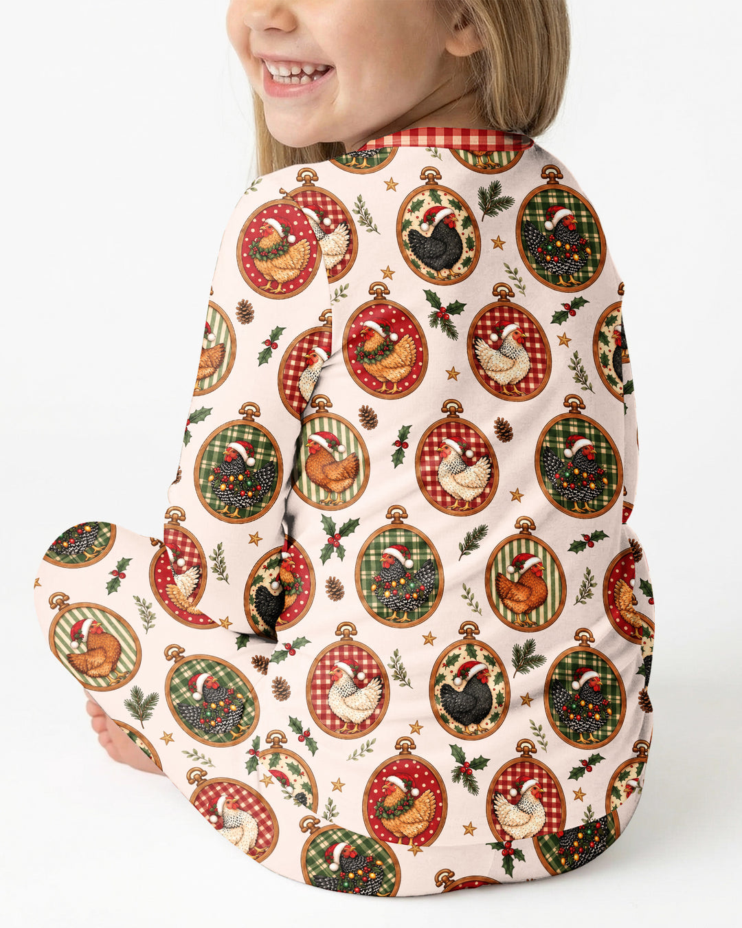 Chicken Merry Clucking Christmas Bamboo Two Piece Long Sleeve Pajama Set