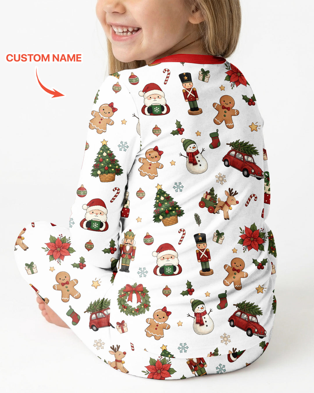 Custom Name Christmas 2026 Crew Bamboo Two Piece Long Sleeve Pajama Set