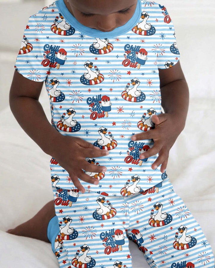 Chill the Fourth Out Bamboo Two Piece Short Sleeve Pajama Set
