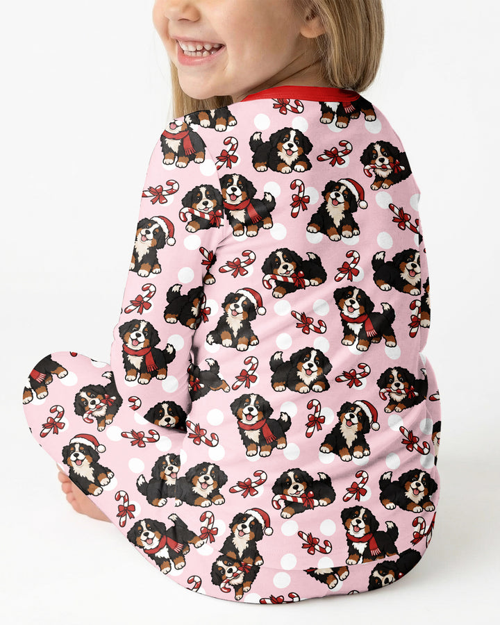 Holiday Bernese Mountain Christmas Dog Bamboo Two Piece Long Sleeve Pajama Set