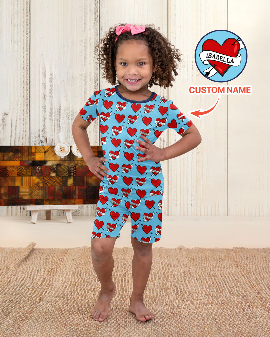 Dad's Kids Bamboo Two Piece Short Sleeve Shorts Pajama Set