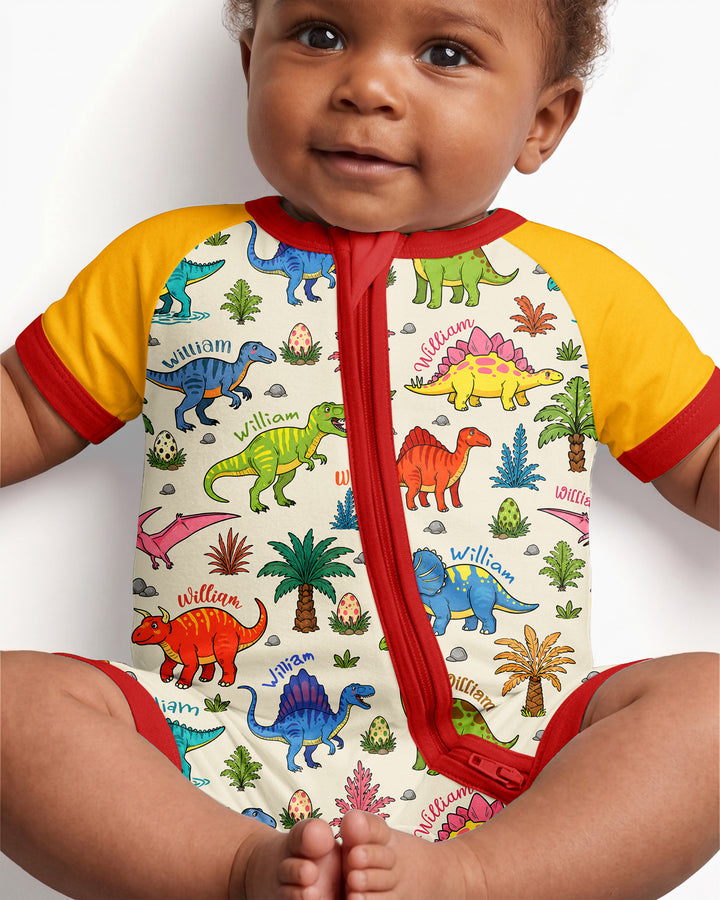 Dino Field Guide Custom Name Bamboo Shorty Zippy