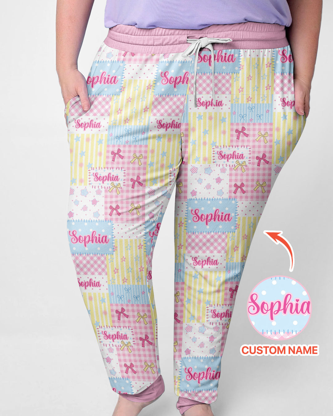 Custom Name Sweet Patchwork Bamboo Women Pajama Set