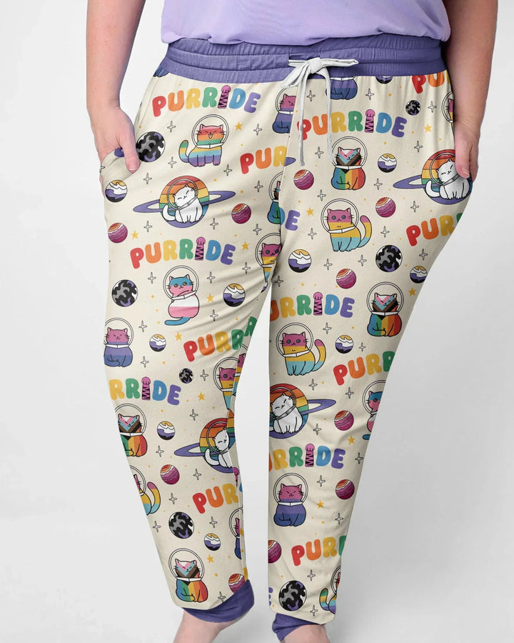 Rainbow Space Cats Family Matching Bamboo Women Pajama Set