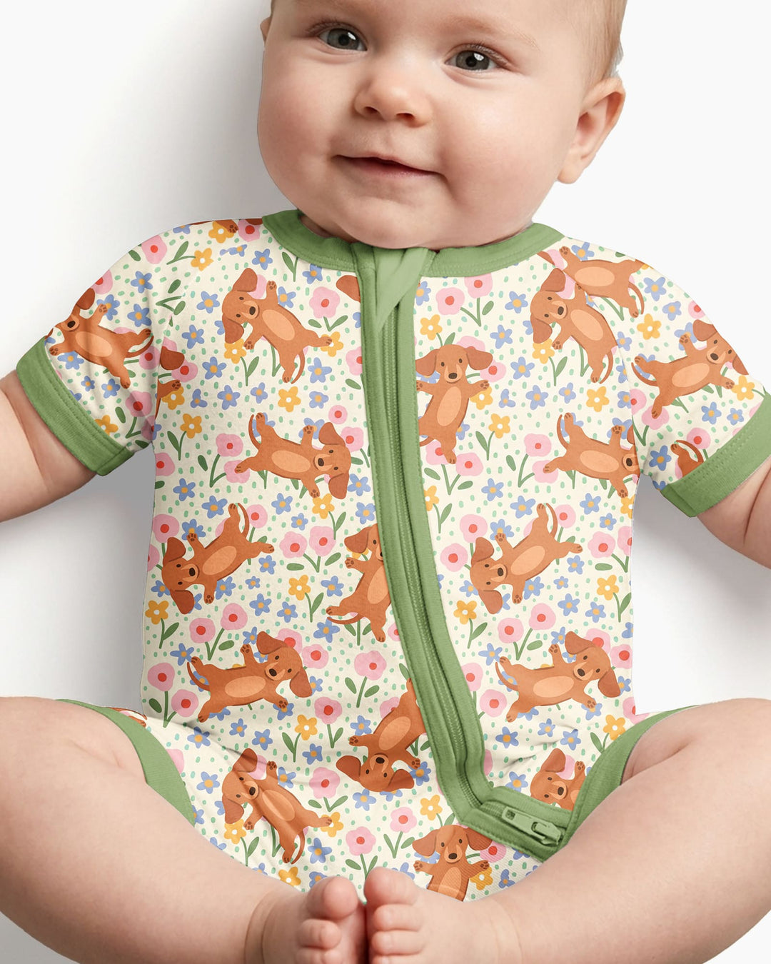 Dachshund Blooms Family Matching Bamboo Shorty Zippy