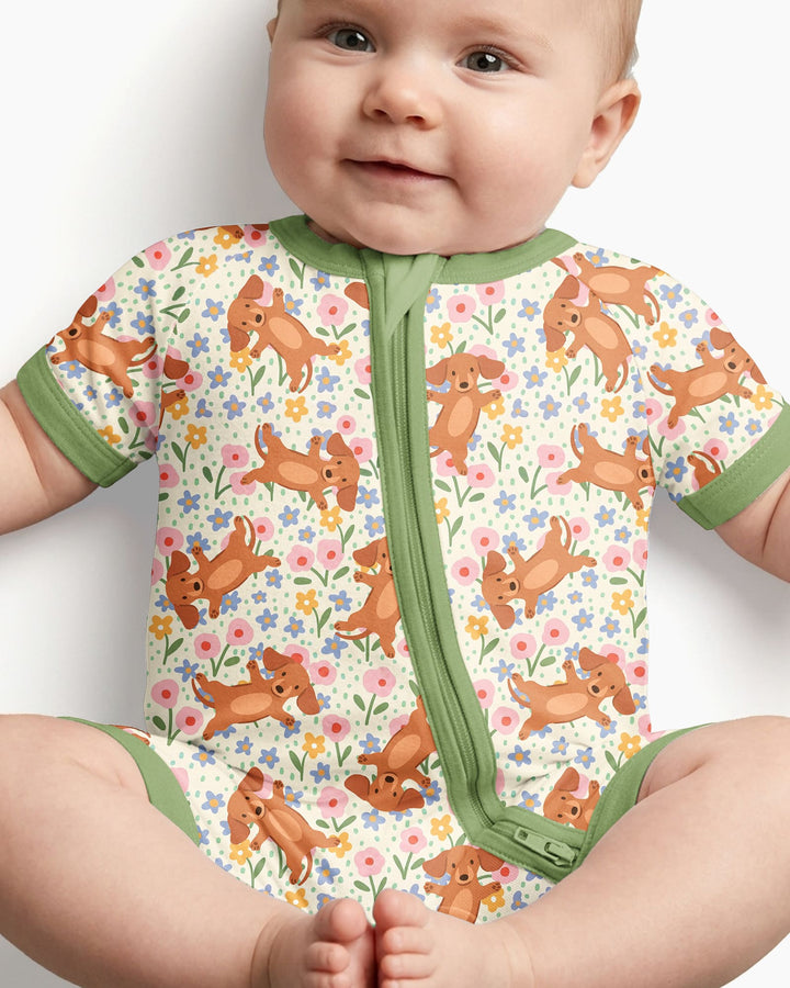 Dachshund Blooms Family Matching Bamboo Shorty Zippy