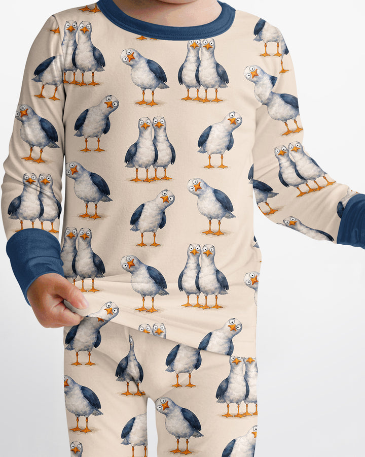 Goofy Seagulls Bamboo Two Piece Long Sleeve Pajama Set