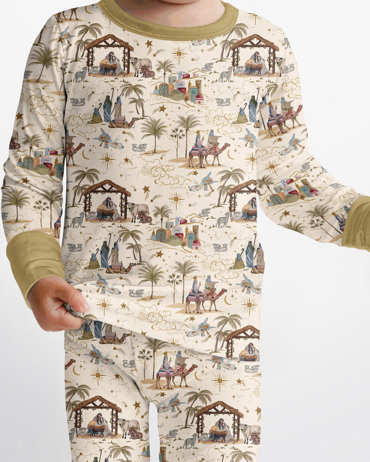 Silent Night Nativity Bamboo Two Piece Long Sleeve Pajama Set