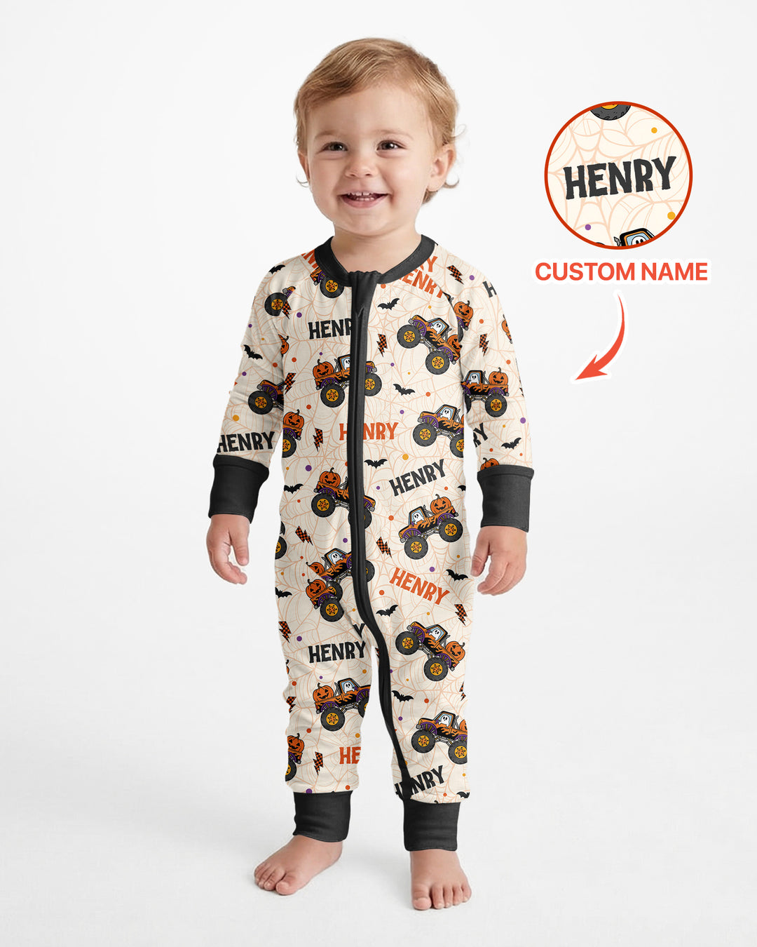 Custom Name Halloween Monster Truck Bamboo Convertible Zippy