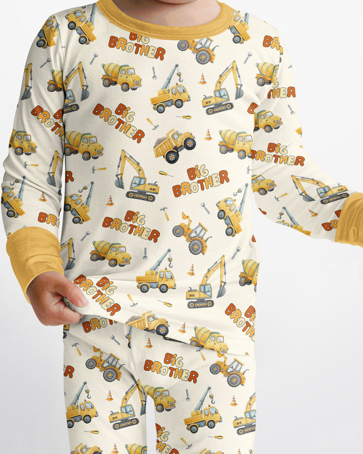Custom Construction Matching Sibling Bamboo Two Piece Long Sleeve Pajama Set