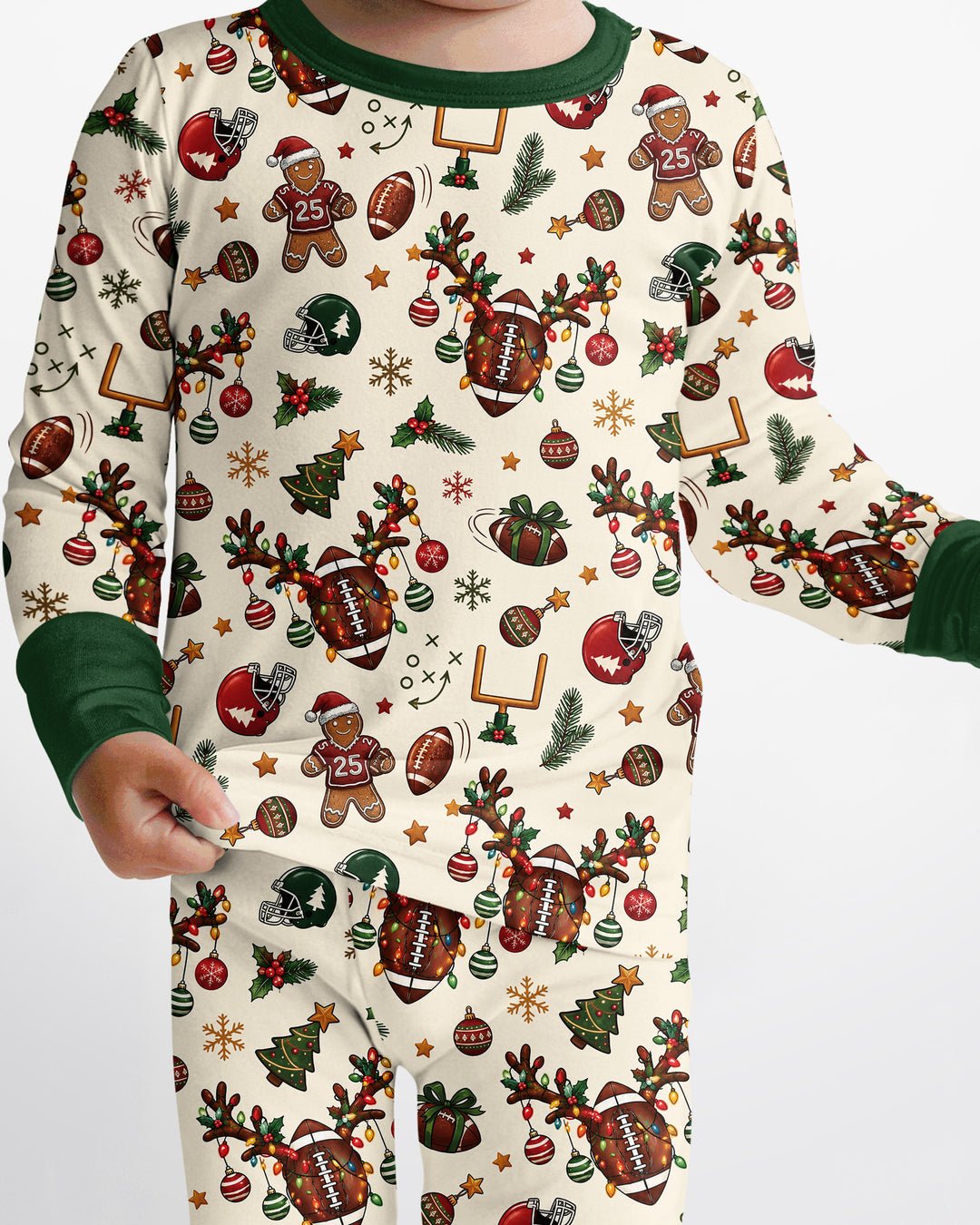 Football Christmas Merry Kickmas Bamboo Two Piece Long Sleeve Pajama Set